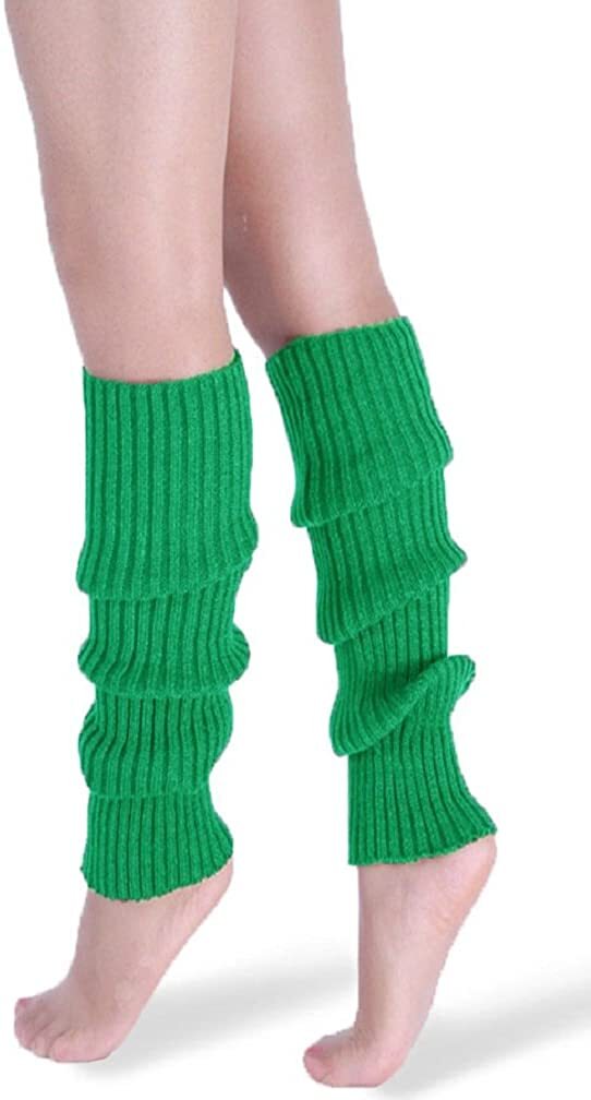 Load image into Gallery viewer, Pair of Womens Leg Warmers Disco Winter Knit Dance Party Crochet Legging Socks Costume - Green-1
