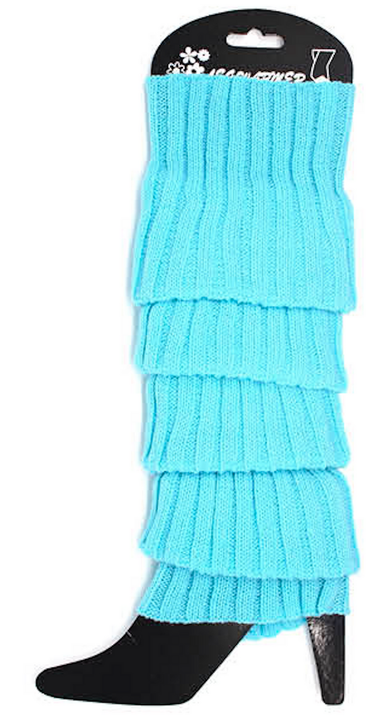 Load image into Gallery viewer, Pair of Womens Leg Warmers Disco Winter Knit Dance Party Crochet Legging Socks Costume - Sky Blue-1
