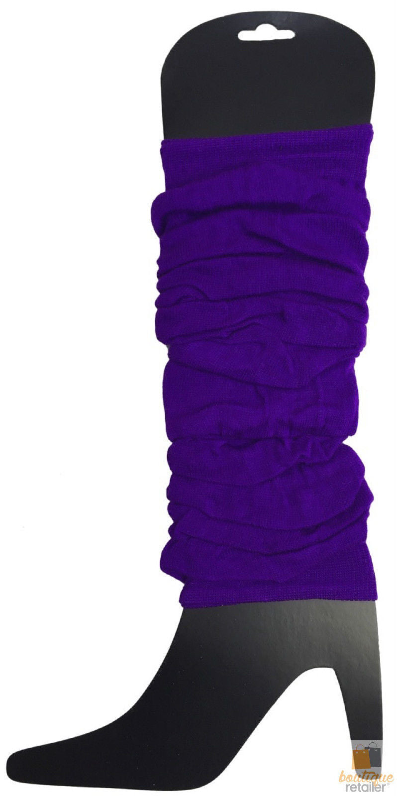 Load image into Gallery viewer, LEG WARMERS Knitted Womens Neon Party Knit Ankle Fluro Dance Costume 80s Pair - Purple-1
