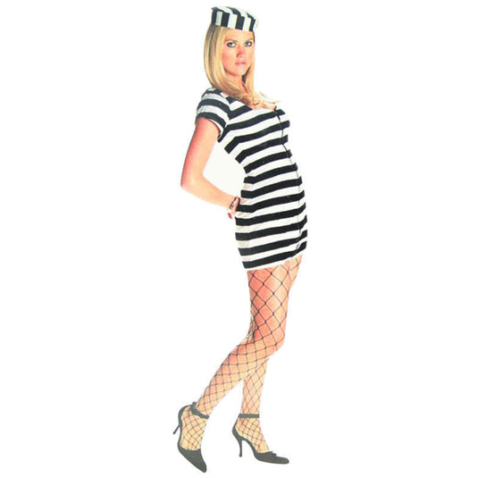 Ladies PRISONER COSTUME Womens Halloween Convict Jail Adult Outfit Prison-2