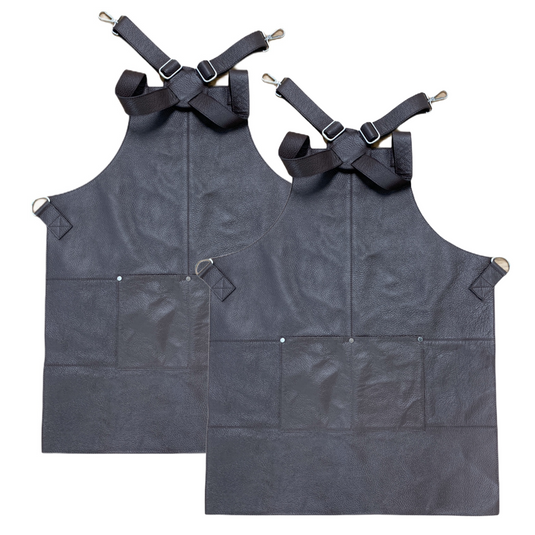 2x BUFFALO LEATHER APRON Cooking Chef Hairdresser Waterproof Durable - Brown-0