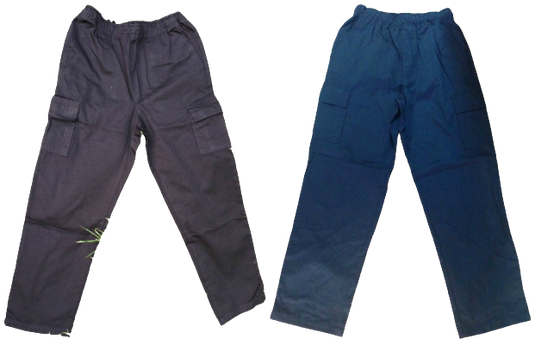 Mens CARGO PANTS Trousers Elastic Waist 100% COTTON Army Military PLAIN Casual-0
