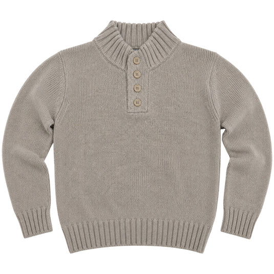 Mens Knit Pullover Jumper Stretch Winter Sweater - 4 Button Ivory 01 (KW16)-3