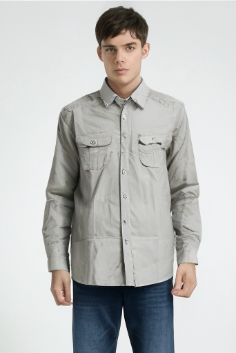 Load image into Gallery viewer, Mens Plain Slim 100% Cotton Long Sleeve Shirt Button Up Stylish Business Casual - Grey-0

