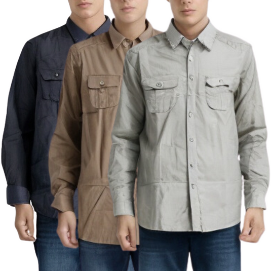 Mens Plain Slim 100% Cotton Long Sleeve Shirt Button Up Stylish Business Casual-1