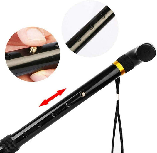 Adjustable Metal WALKING STICK Travel Cane Folding Pole Compact Retractable Hike - Blue-2