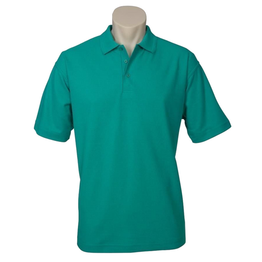 Mens Polo Top Shirt Plain Casual Short Sleeve Knit Basic T-Shirt - Green (Mid Jade)-6