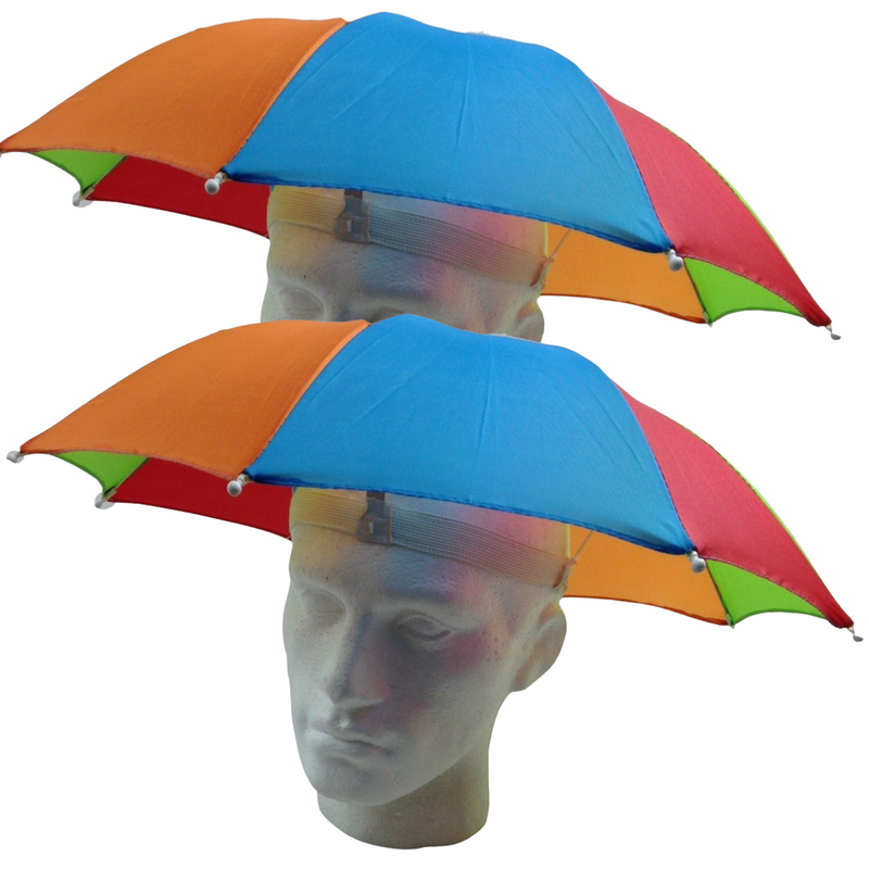 Load image into Gallery viewer, 2x RAINBOW UMBRELLA HAT Rain Beach Sun Rain Cap Costume Camping Fishing Hunting-1
