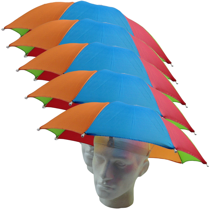 Load image into Gallery viewer, 5x RAINBOW UMBRELLA HAT Rain Beach Sun Rain Cap Costume Camping Fishing BULK-1
