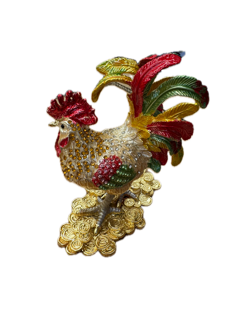 Load image into Gallery viewer, ROOSTER TRINKET JEWELLERY BOX Figurine Home Decor Ornament Chicken Jewelled-2
