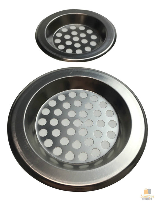 2x Stainless Steel KITCHEN SINK STRAINERS Laundry Bathroom Bath Drain 75mm 60mm-1