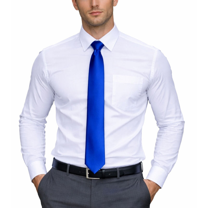 Load image into Gallery viewer, Mens Skinny Tie Slim Plain Polyester Necktie Formal Wedding Party - Blue-1
