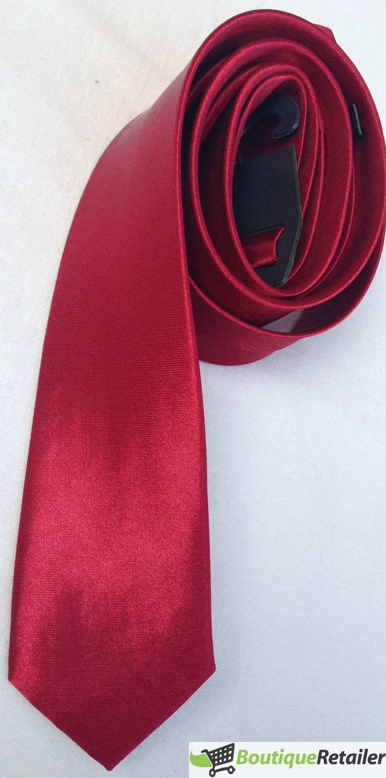 Load image into Gallery viewer, Mens Skinny Tie Slim Plain Polyester Necktie Formal Wedding Party - Burgundy-2
