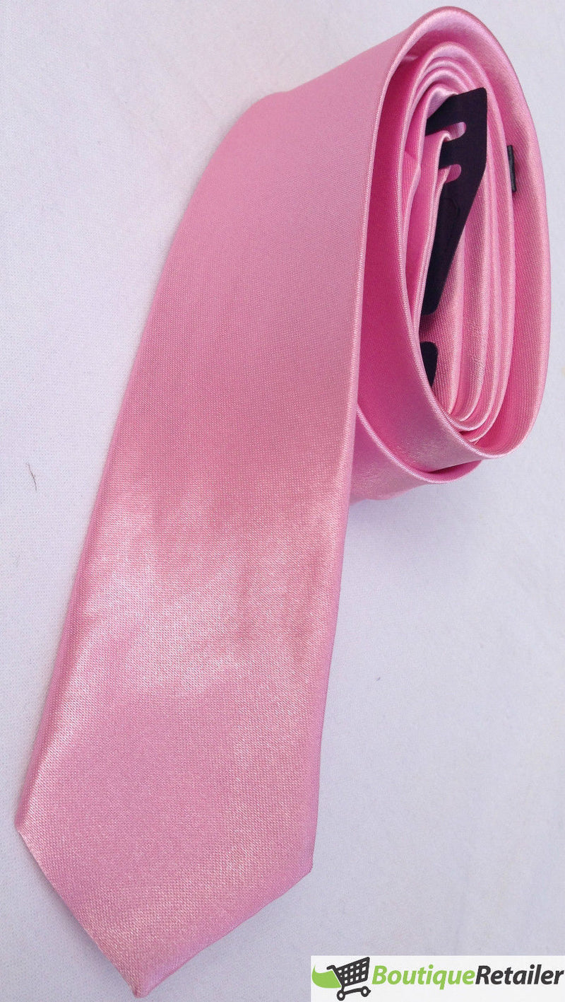 Load image into Gallery viewer, Mens Skinny Tie Slim Plain Polyester Necktie Formal Wedding Party - Light Pink-2
