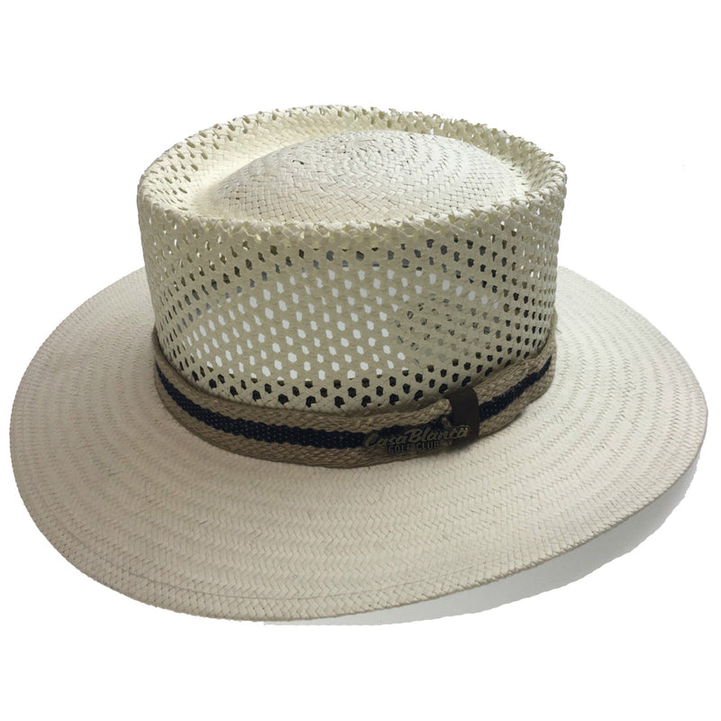 Load image into Gallery viewer, Natural STRAW PANAMA HAT FEDORA Summer Trilby Sun MADE IN USA-4
