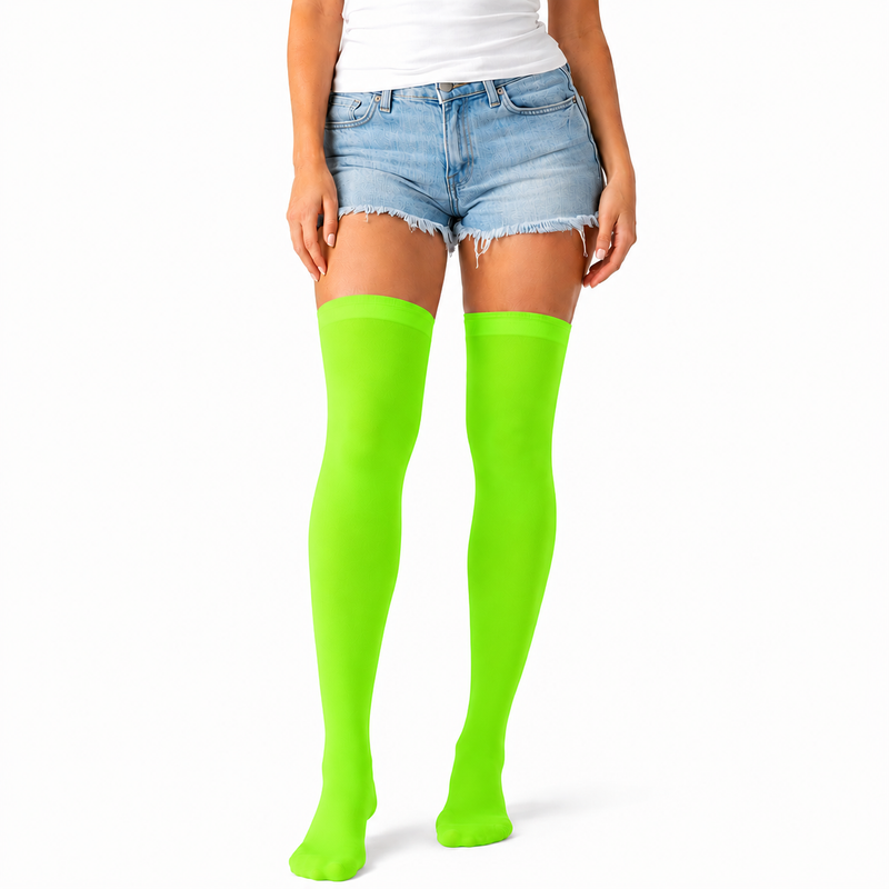 Load image into Gallery viewer, Over Knee Stay Up Stockings Hosiery Party Costume Socks - Fluro Green-0
