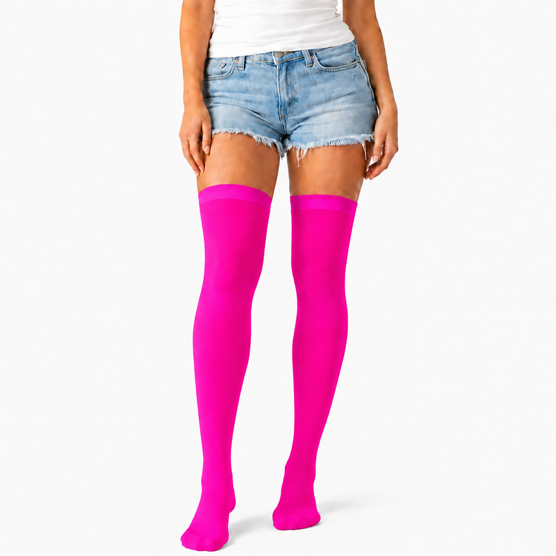 Load image into Gallery viewer, Over Knee Stay Up Stockings Hosiery Party Costume Socks - Hot Pink-1

