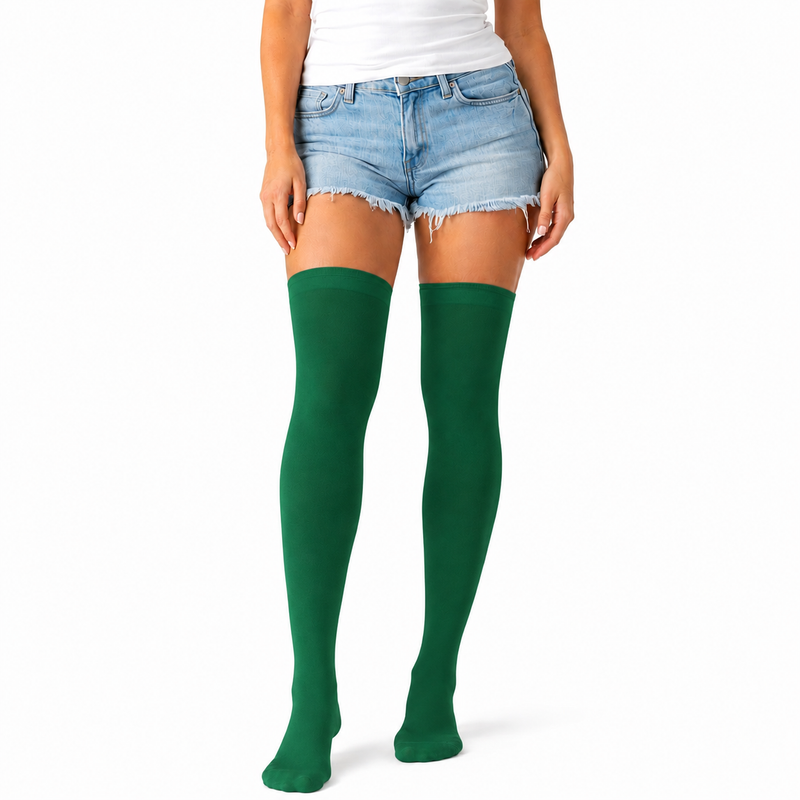 Load image into Gallery viewer, Over Knee Stay Up Stockings Hosiery Party Costume Socks - Plain Green-1
