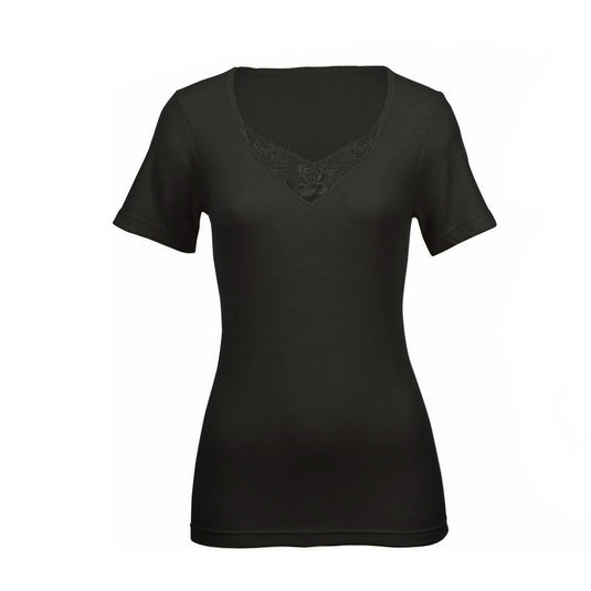 100% Pure Merino Wool Womens Short Sleeve Thermal Top Woolmark Thermals Fleece-10