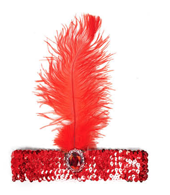 Load image into Gallery viewer, WIDE FLAPPER HEADBAND Feather Sequin Costume Gatsby Charleston Headpiece 1920s - Red-0
