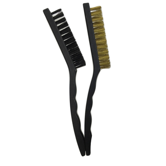 2pcs LARGE WIRE BRUSH SET Steel Cleaning Brushes Brass Metal Tools 21cm-0