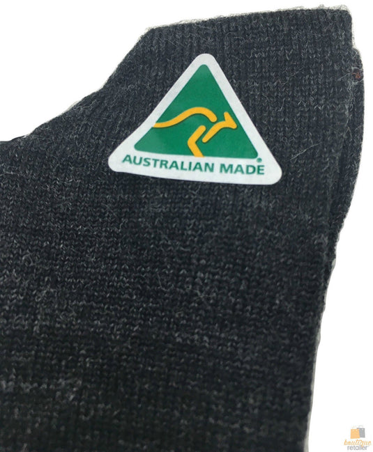 AUSTRALIAN MADE Wool Loose Top Socks Wide Top Comfort High Quality Tough Toe - Charcoal - 6-10-2