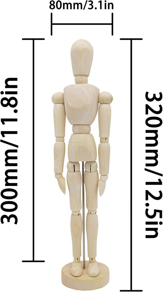 12" Wooden Artists Male Mannequin Doll Sketch Draw Art Drawing Manikin Toy Model-2