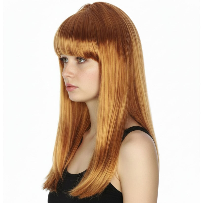 Load image into Gallery viewer, LONG WIG Straight Party Hair Costume Fringe Cosplay Fancy Dress 70cm Womens - Golden Brown (22463)-2
