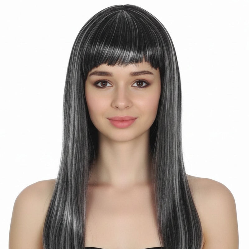 Load image into Gallery viewer, LONG WIG Straight Party Hair Costume Fringe Cosplay Fancy Dress 70cm Womens - Grey (22467)-0
