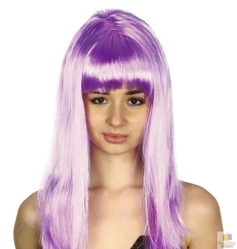 Load image into Gallery viewer, LONG WIG Straight Party Hair Costume Fringe Cosplay Fancy Dress 70cm Womens - Light Purple (22457)-1
