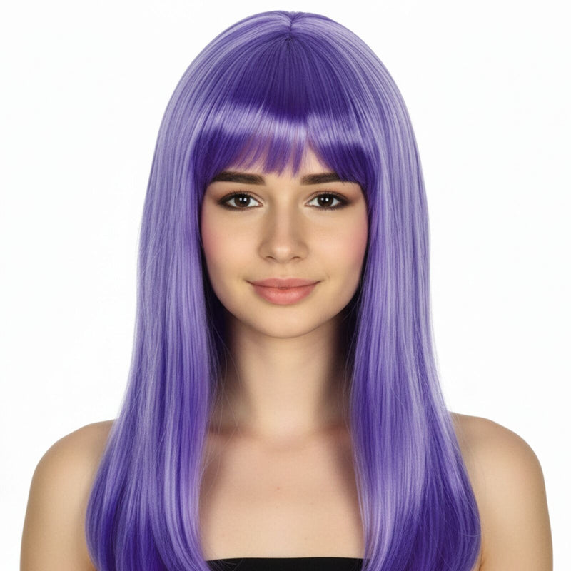 Load image into Gallery viewer, LONG WIG Straight Party Hair Costume Fringe Cosplay Fancy Dress 70cm Womens - Purple (22456)-1
