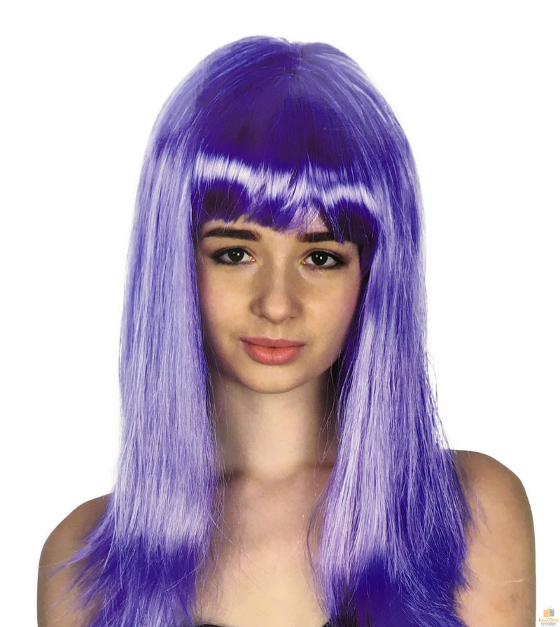 Load image into Gallery viewer, LONG WIG Straight Party Hair Costume Fringe Cosplay Fancy Dress 70cm Womens - Purple (22456)-1
