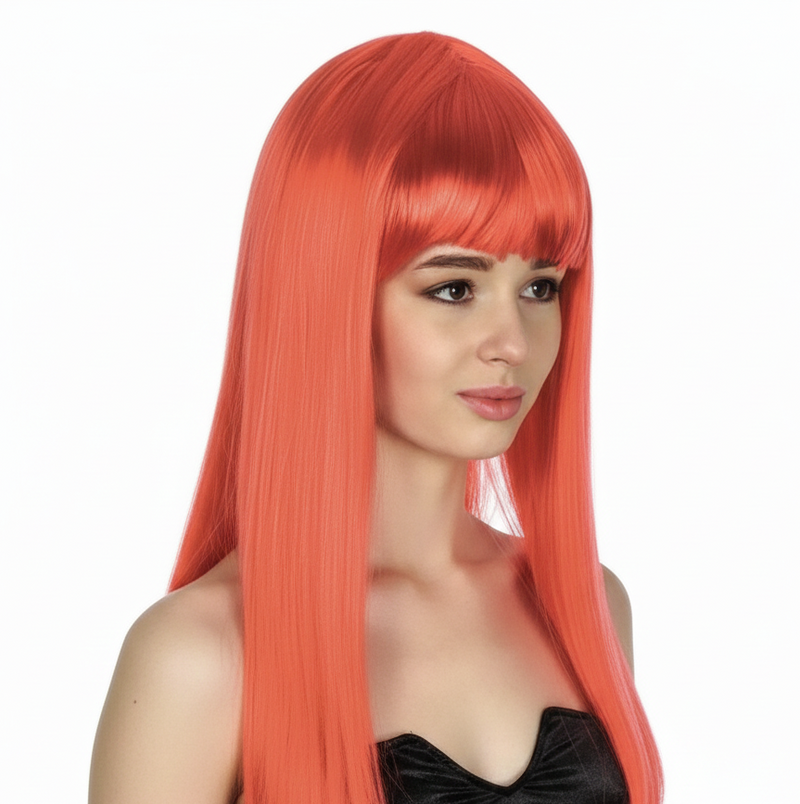 Load image into Gallery viewer, LONG WIG Straight Party Hair Costume Fringe Cosplay Fancy Dress 70cm Womens - Red (22452)-2
