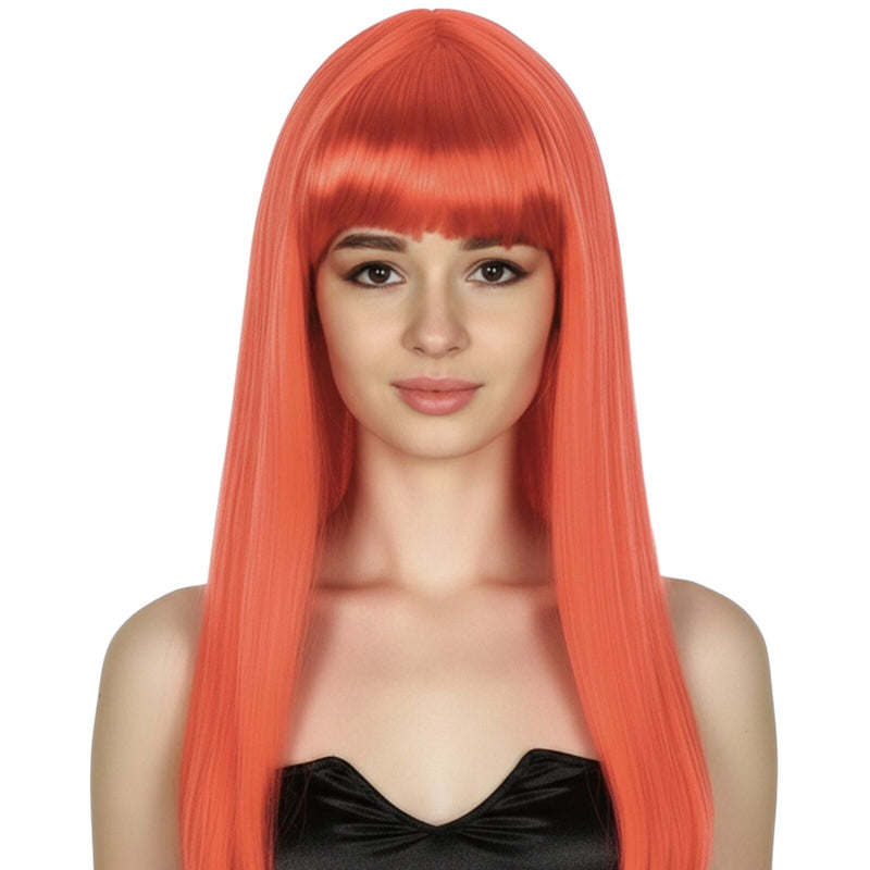 Load image into Gallery viewer, LONG WIG Straight Party Hair Costume Fringe Cosplay Fancy Dress 70cm Womens - Red (22452)-0

