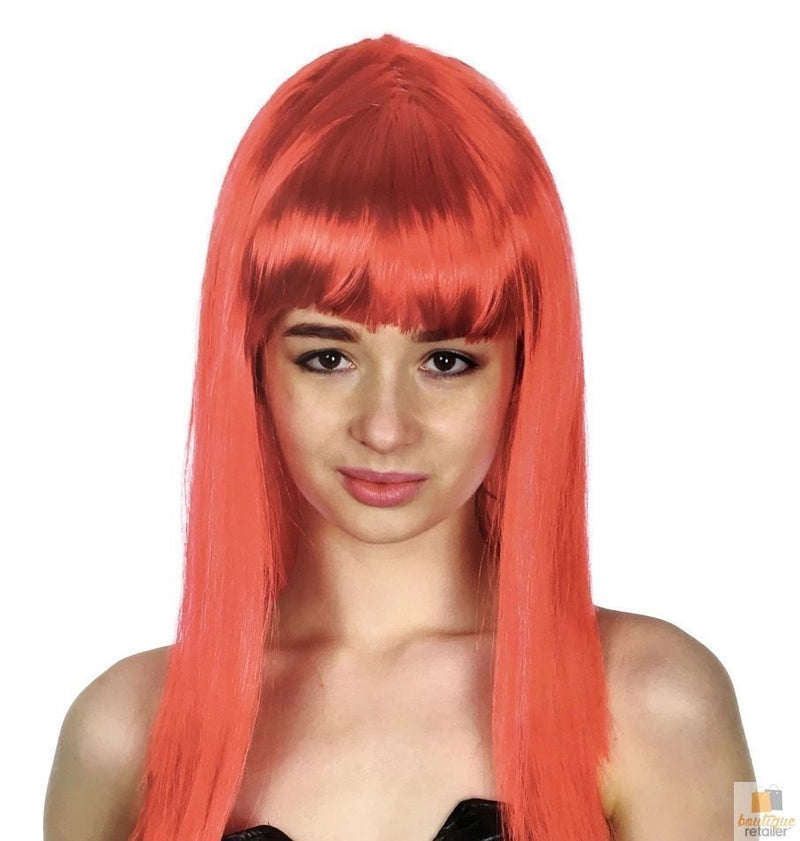 Load image into Gallery viewer, LONG WIG Straight Party Hair Costume Fringe Cosplay Fancy Dress 70cm Womens - Red (22452)-0
