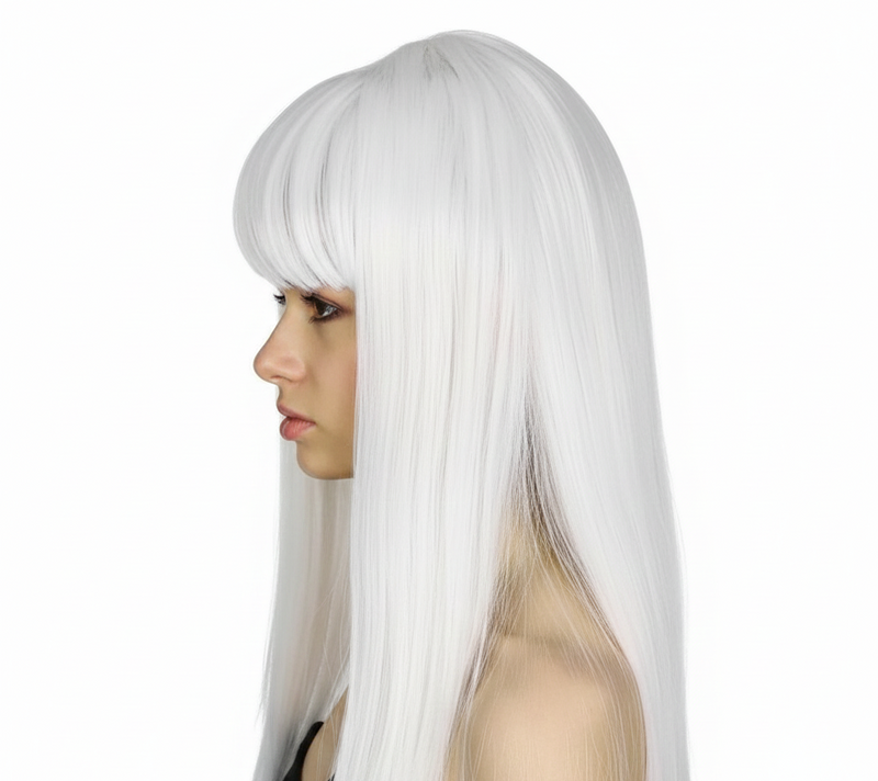 Load image into Gallery viewer, LONG WIG Straight Party Hair Costume Fringe Cosplay Fancy Dress 70cm Womens - White (22451)-2
