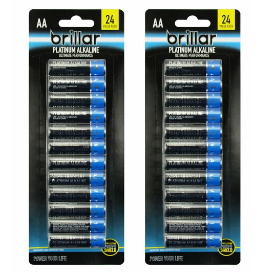 2 Packs of 24 Brillar AA Platinum Alkaline Batteries Long Lasting Power Home-1