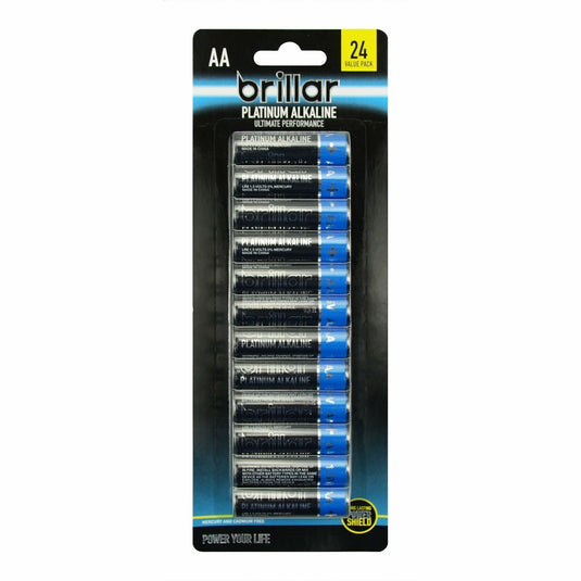 1 Pack of 24 Brillar AA Platinum Alkaline Batteries Long Lasting Power Home-0