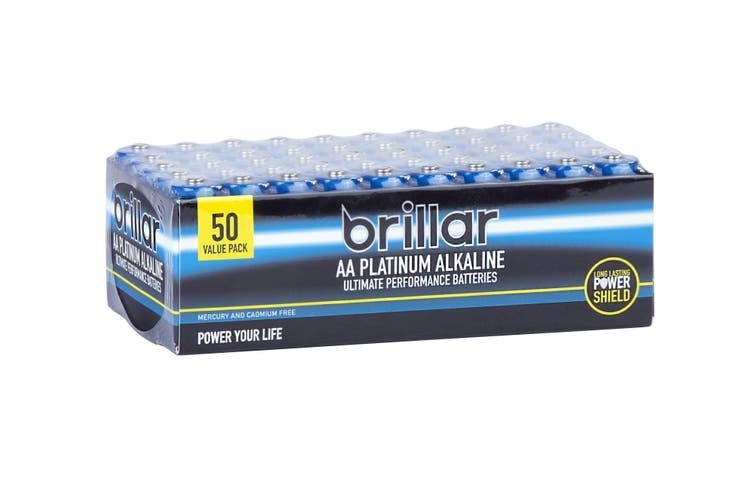 Load image into Gallery viewer, Brillar AA Platinum Alkaline Ultimate Performance Batteries - 50 PCS-1
