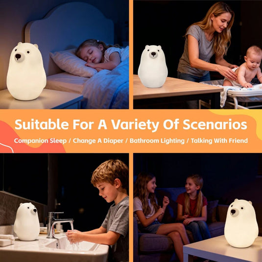 Brillar Cute Squishy Colour Changing Night Light for Kids - Polar Bear-3