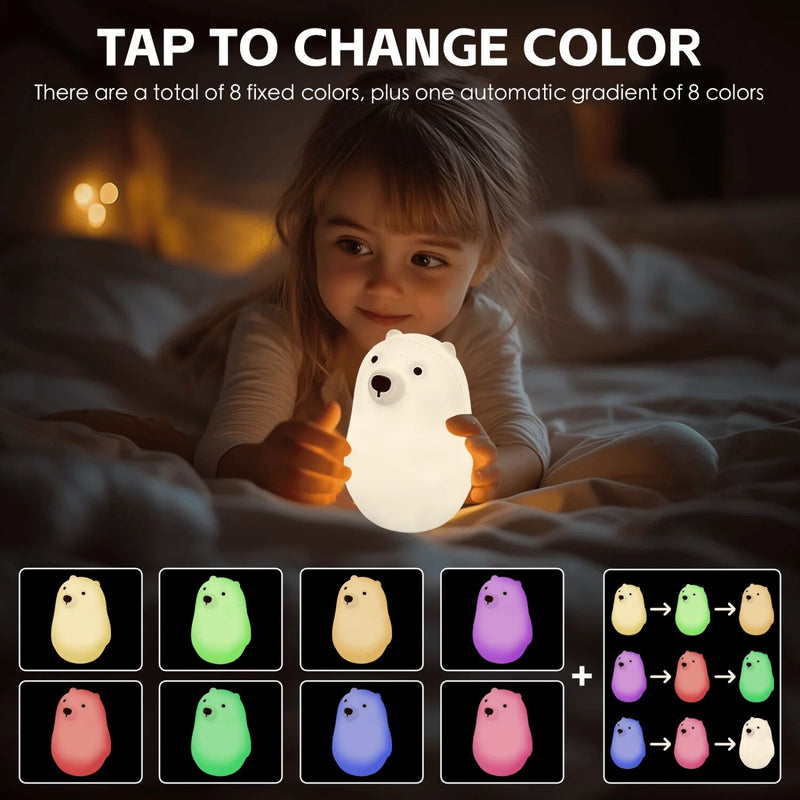 Load image into Gallery viewer, Brillar Cute Squishy Colour Changing Night Light for Kids - Polar Bear-4
