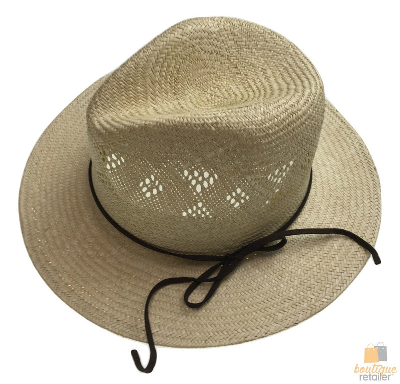 Load image into Gallery viewer, Natural STRAW PANAMA HAT FEDORA Summer Trilby Sun Brim BR107-3
