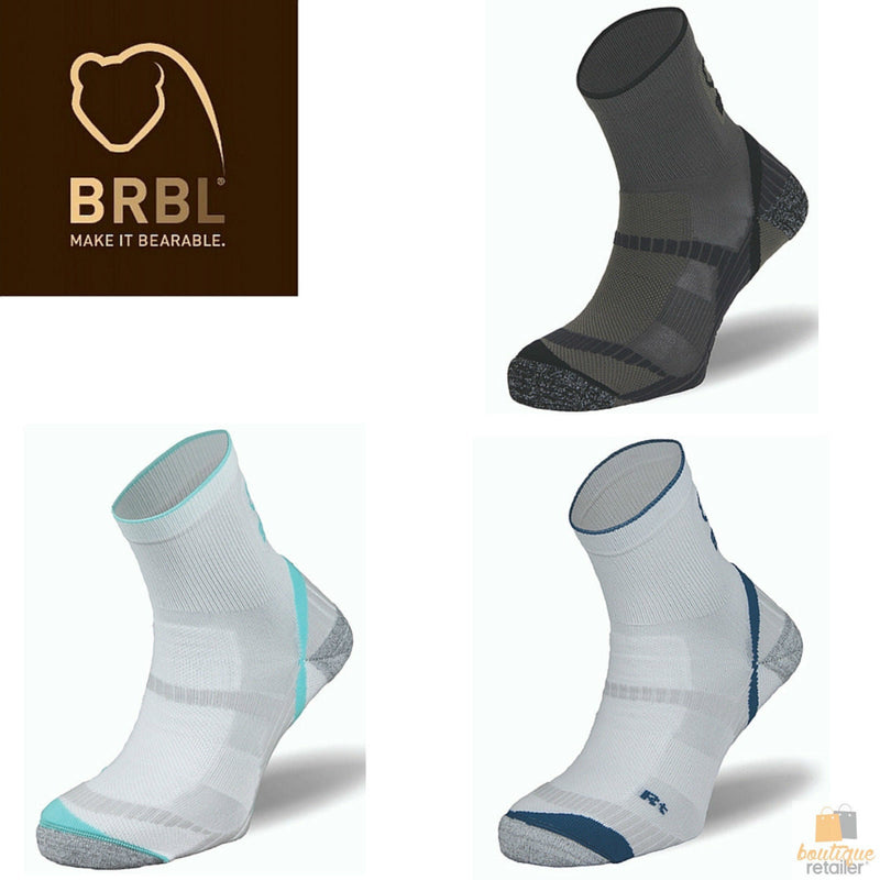 Load image into Gallery viewer, BRBL Atlas Socks Hiking Trekking Trail Run Outdoor Camping MADE IN ITALY Crew - White/Aqua-2
