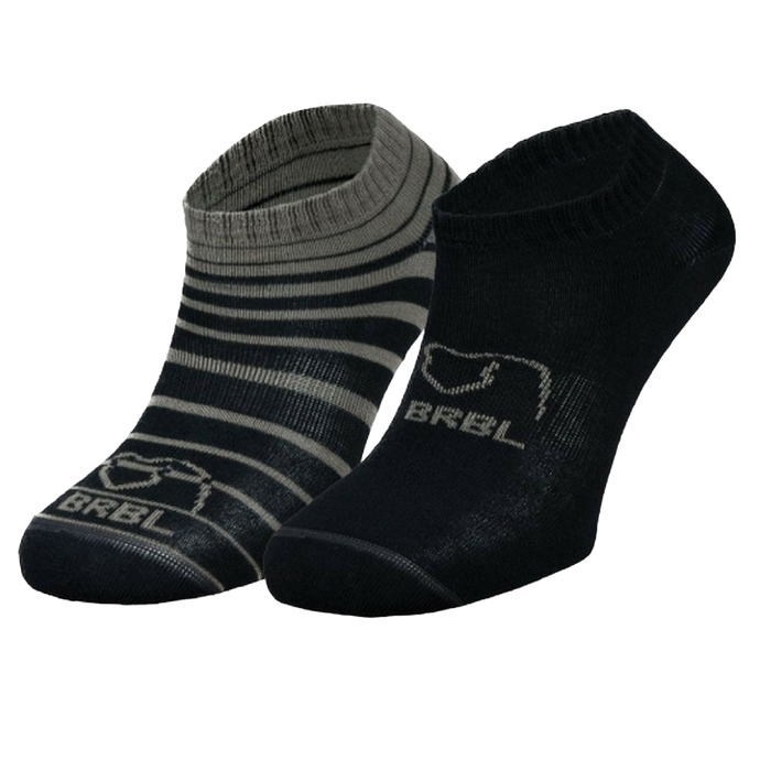 2pk BRBL Baloo Ankle Socks Low Cut MADE IN ITALY  - Dark Grey/Mid Grey - L-0