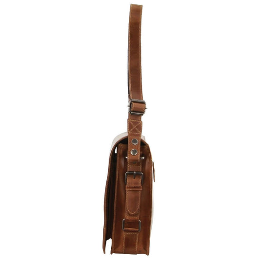 Billy The Kid Mens Genuine Leather Shoulder Bag Western in Cognac-3