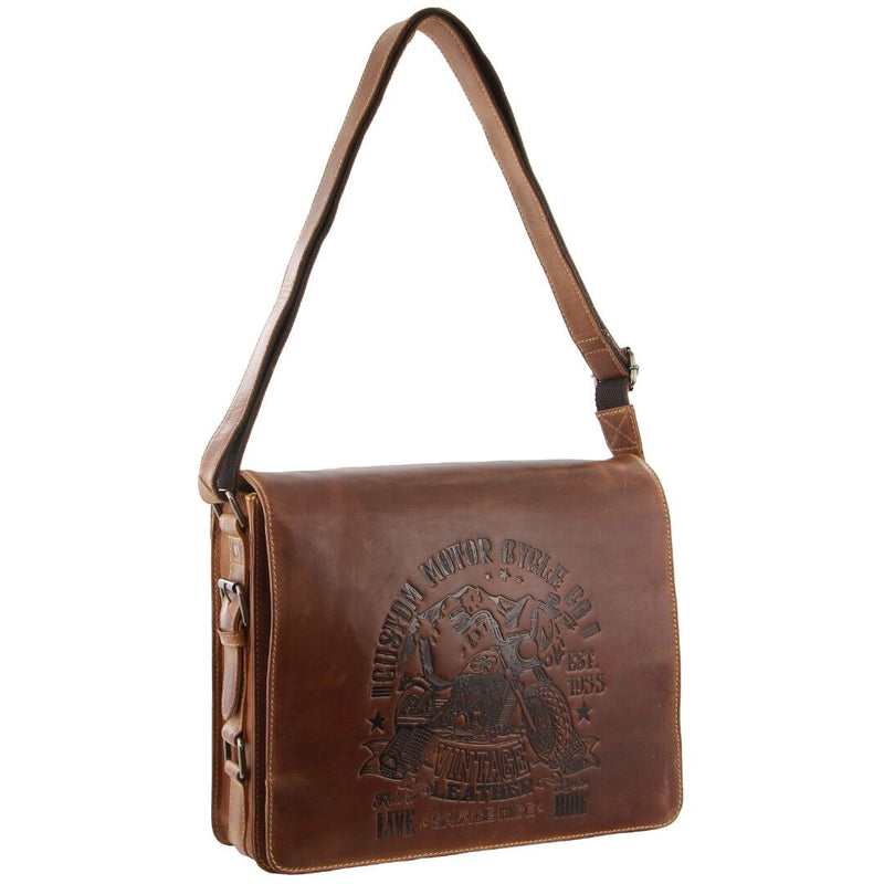 Load image into Gallery viewer, Billy The Kid Mens Genuine Leather Shoulder Bag Western in Cognac-1
