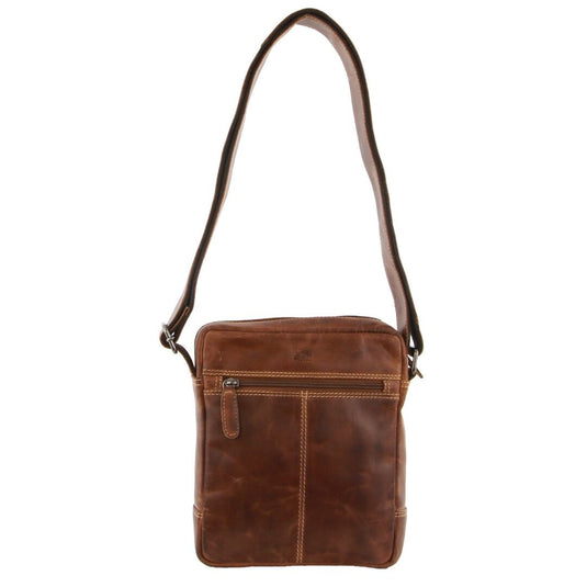 Billy The Kid Mens Genuine Leather Small Shoulder Bag in Cognac-2