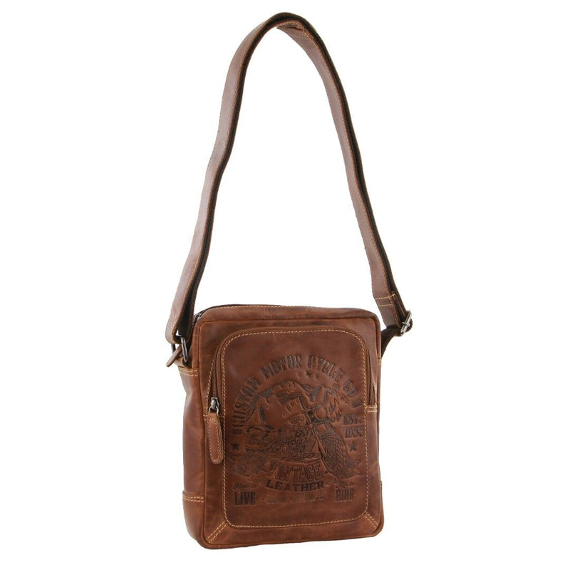 Load image into Gallery viewer, Billy The Kid Mens Genuine Leather Small Shoulder Bag in Cognac-1

