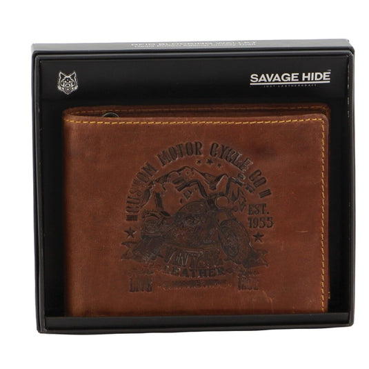 Billy The Kid Mens Leather Wallet Western with Detachable Chain in Gift Box in Cognac-2