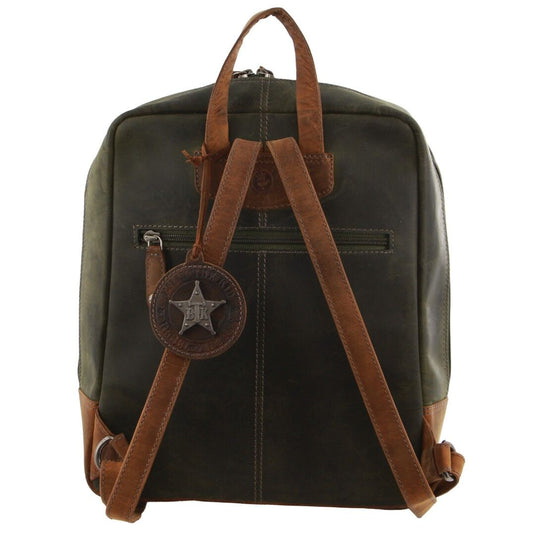Billy The Kid Olive Leather Western Backpack Bag-3